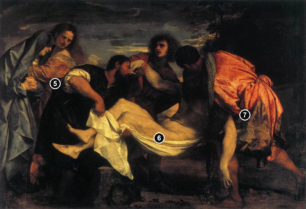 Annotated details from Titian - Louvre Composition Copied by Delacroix by Eugène Delacroix
